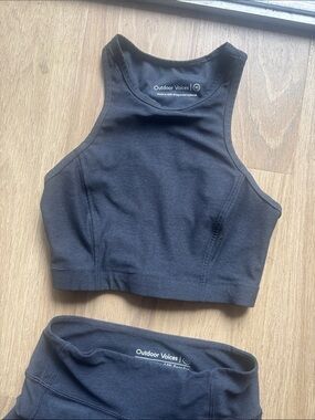 Outdoor Voices Dark Gray Legging & Longline Bra Set